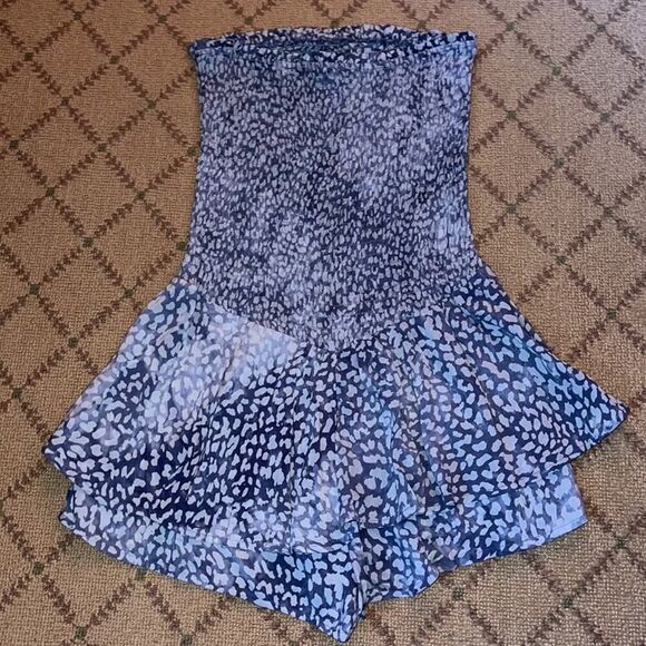 We're All Pretty Girls Blue Strapless romper w ruffles NWOT S - Picture 4 of 7